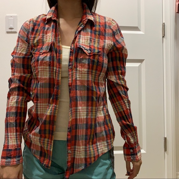 5/$20 Hollister Lightweight Plaid Button-down - Picture 2 of 3